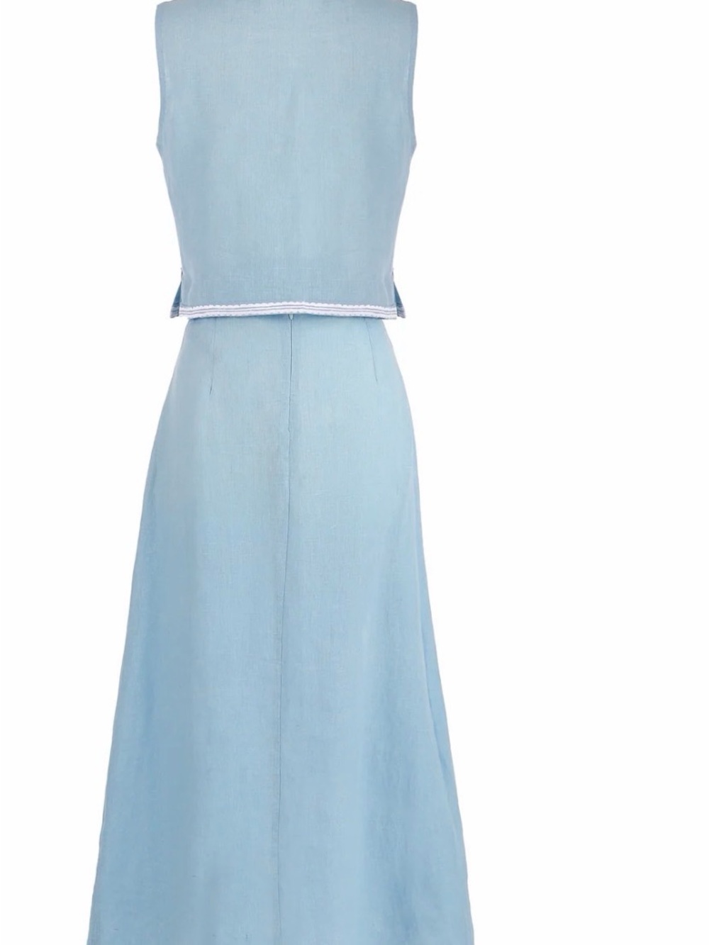 Asha OTM exclusive Light Blue Sleeveless Embroidered Maxi skirt and top - Picture 3 of 8